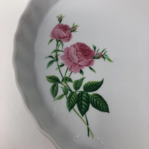 Pink Rose Pie Torte Tart Quiche Baking Dish Christineholm Plate Porcelain Fluted - Picture 2 of 7